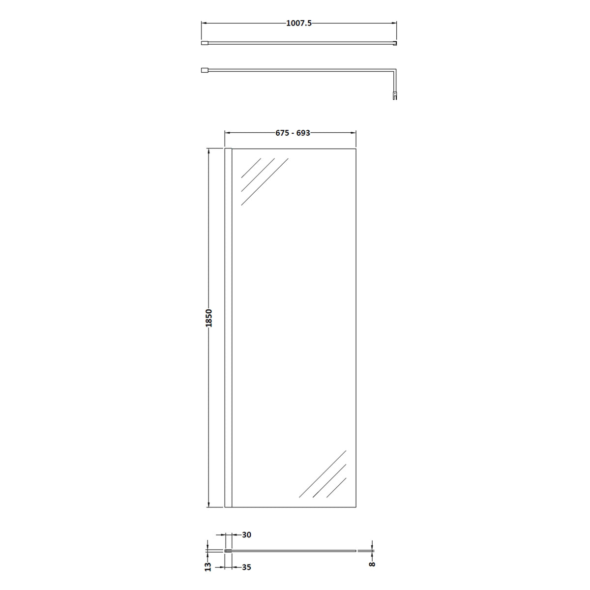 Fairford 8mm, 700mm Wetroom Screen