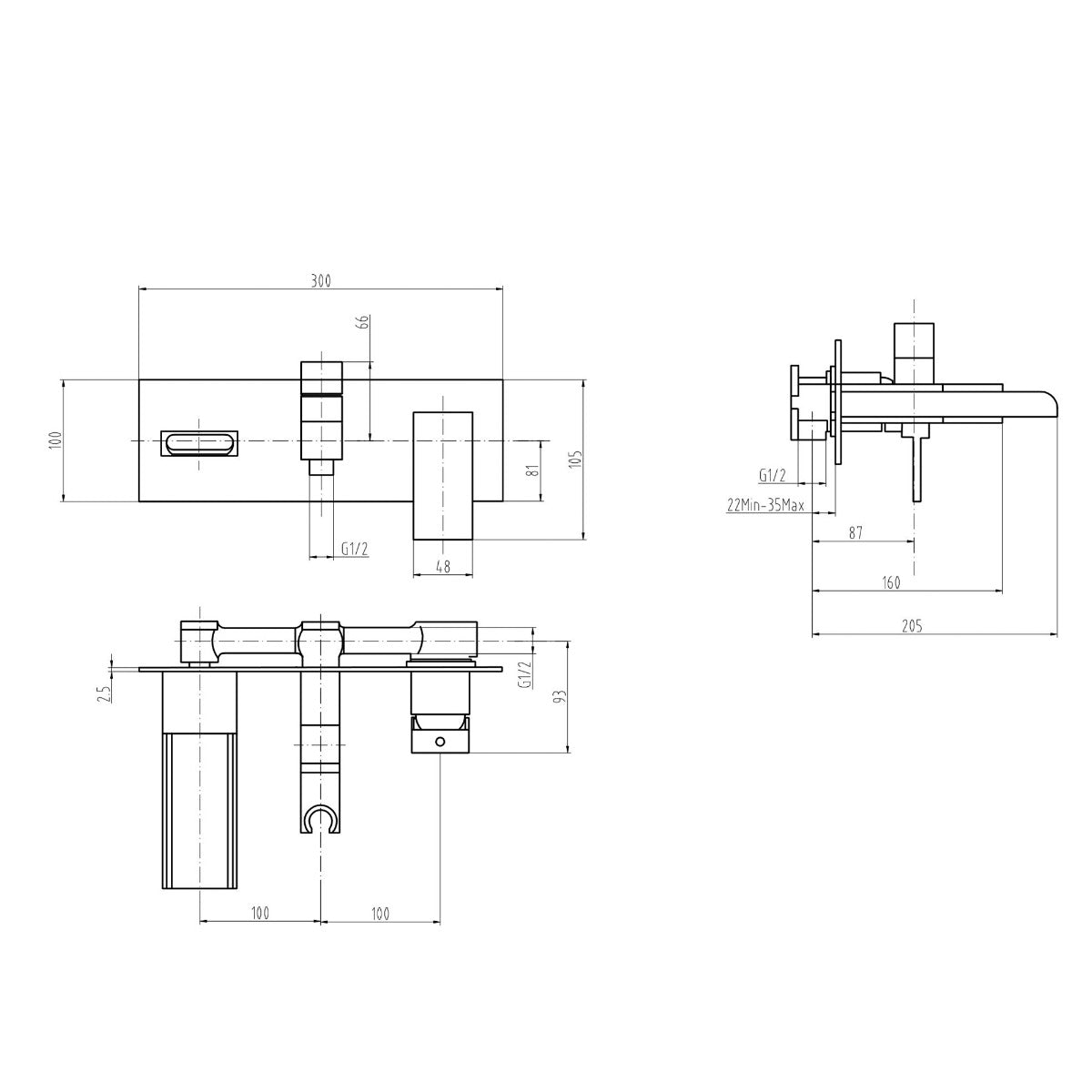 Fairford Rena Wall Mounted Bath Shower Mixer