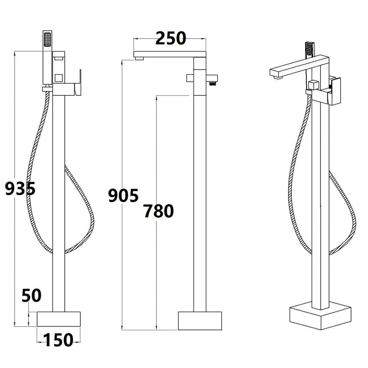 Fairford Carta Freestanding Bath Shower Mixer
