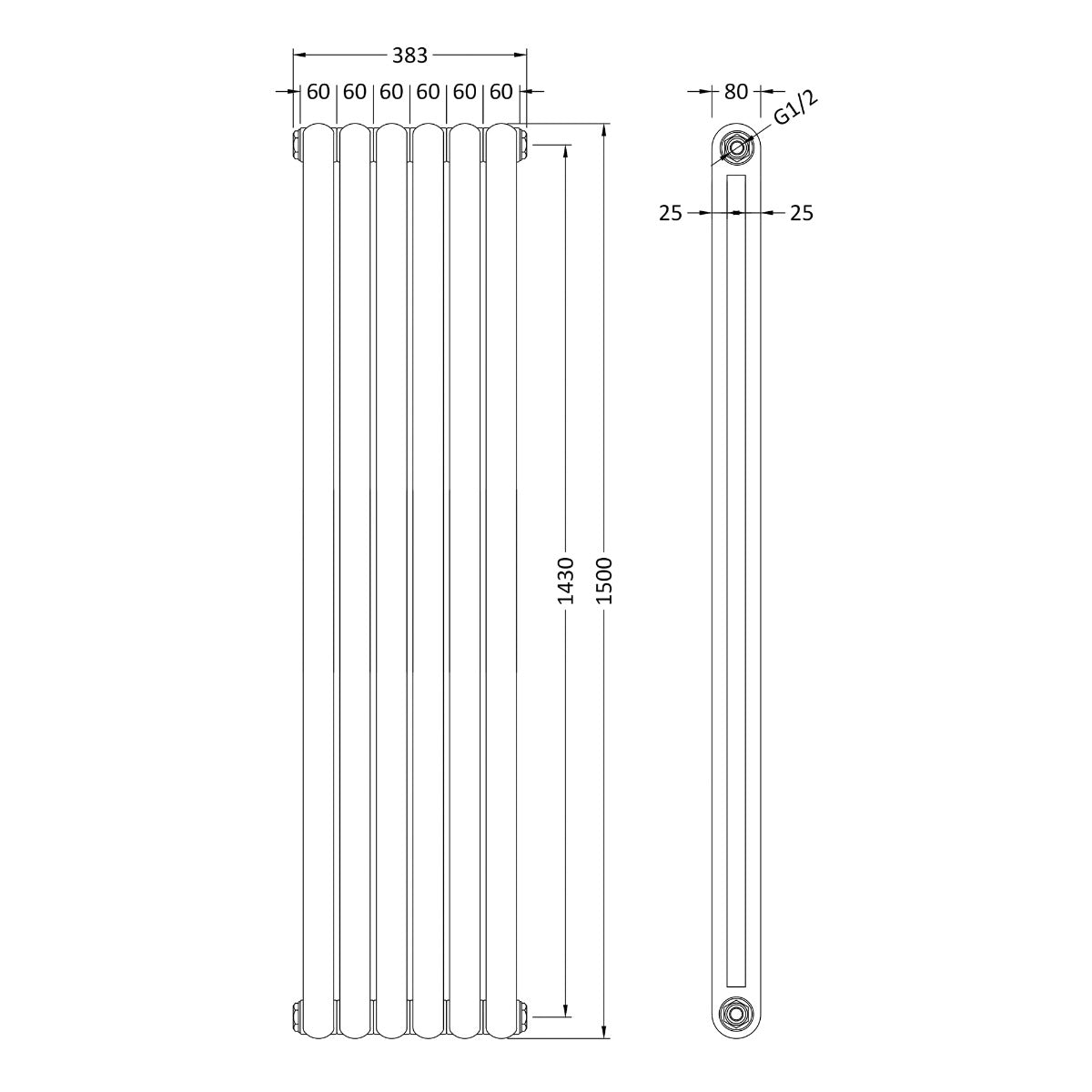 Fairford Tradite 1500 x 383mm Anthracite Radiator