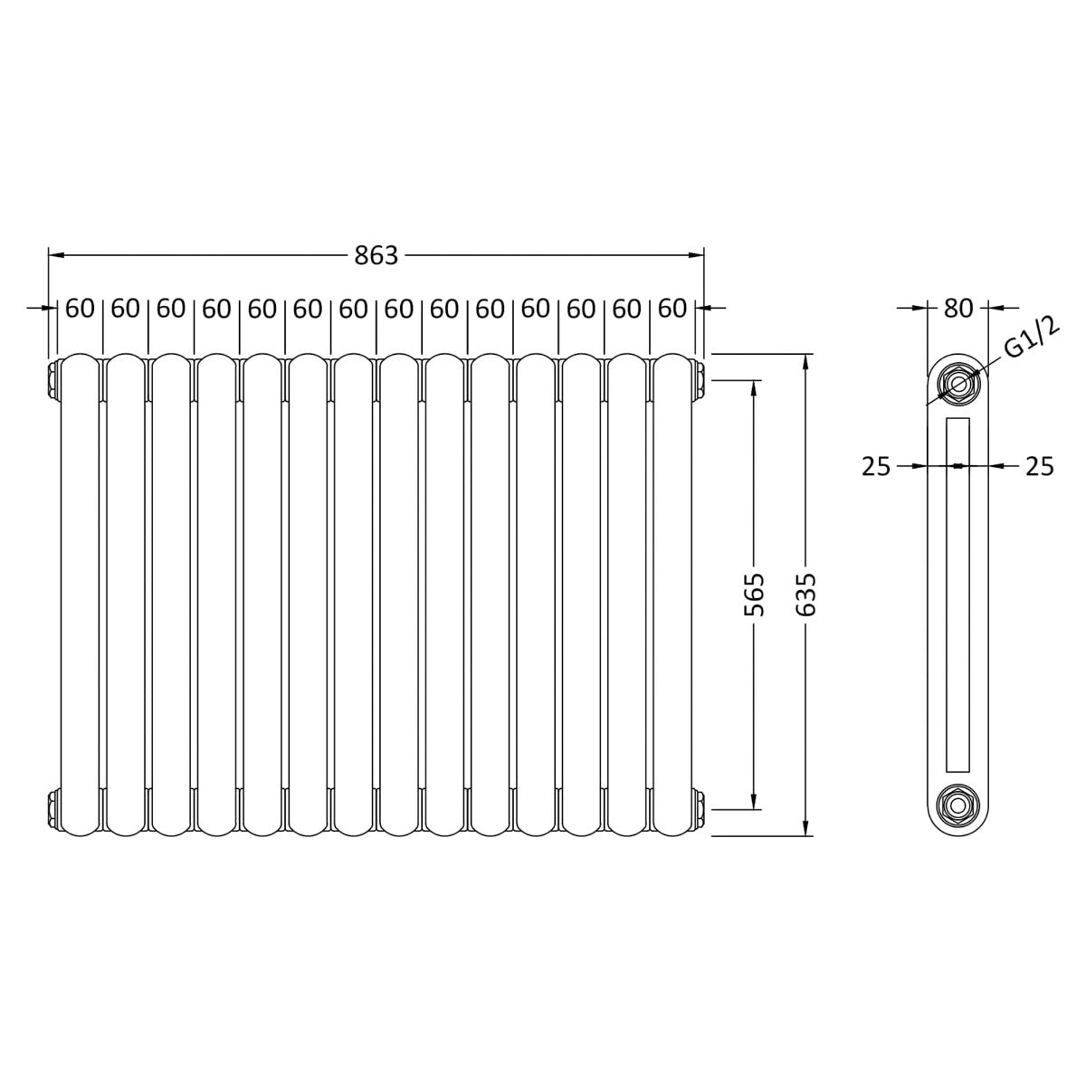 Fairford Tradite 635 x 863mm High Gloss White Radiator