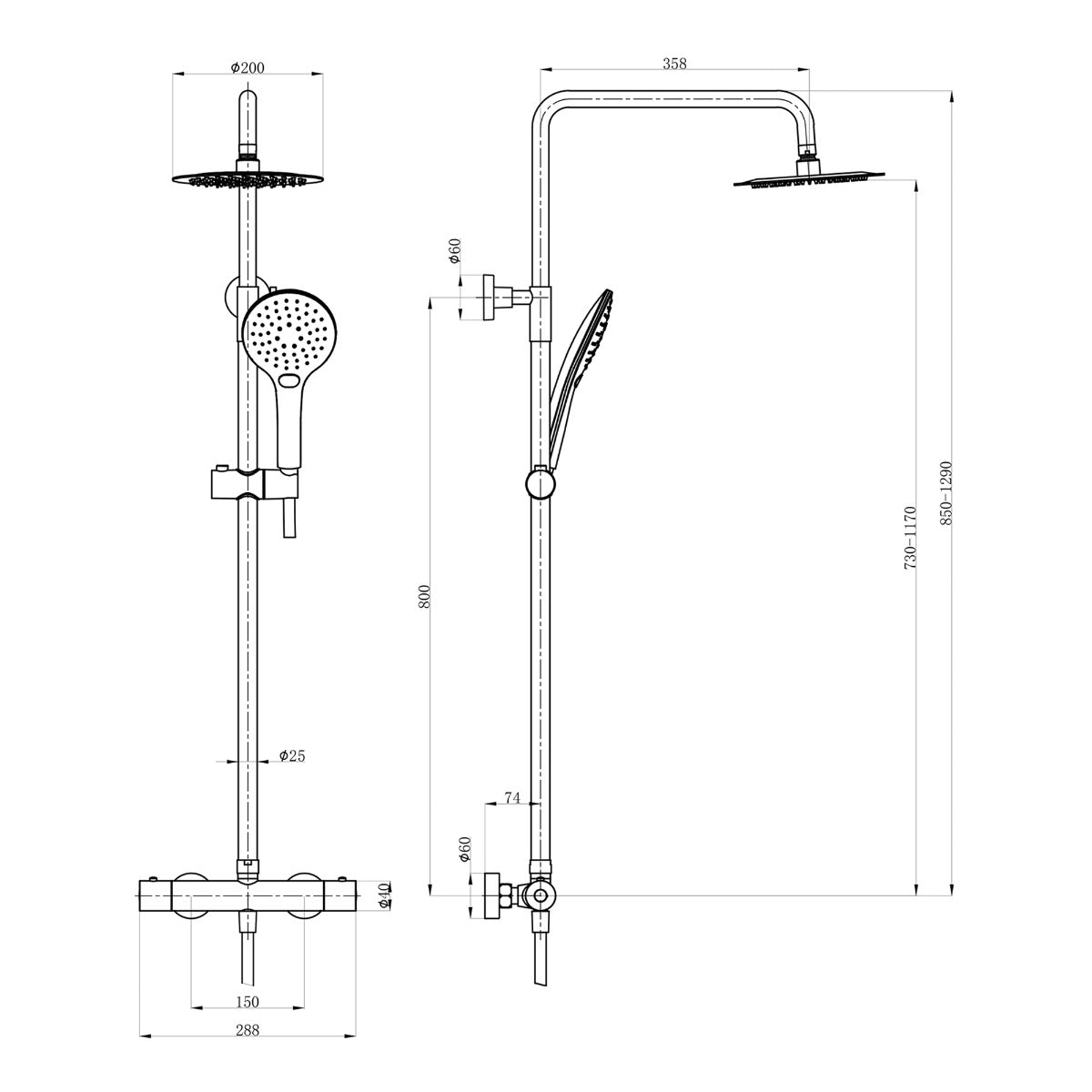 Fairford Element Pro Exposed Round Shower Kit, Chrome