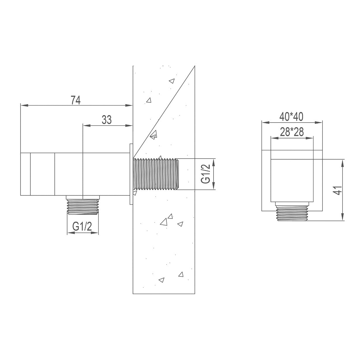 Fairford Una Square Outlet Elbow and Bracket, Chrome