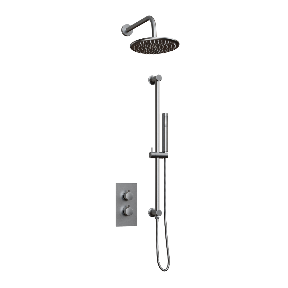 Fairford Element 7 Chrome Concealed Shower Kit with Overhead, Slide Rail and Overflow Filler