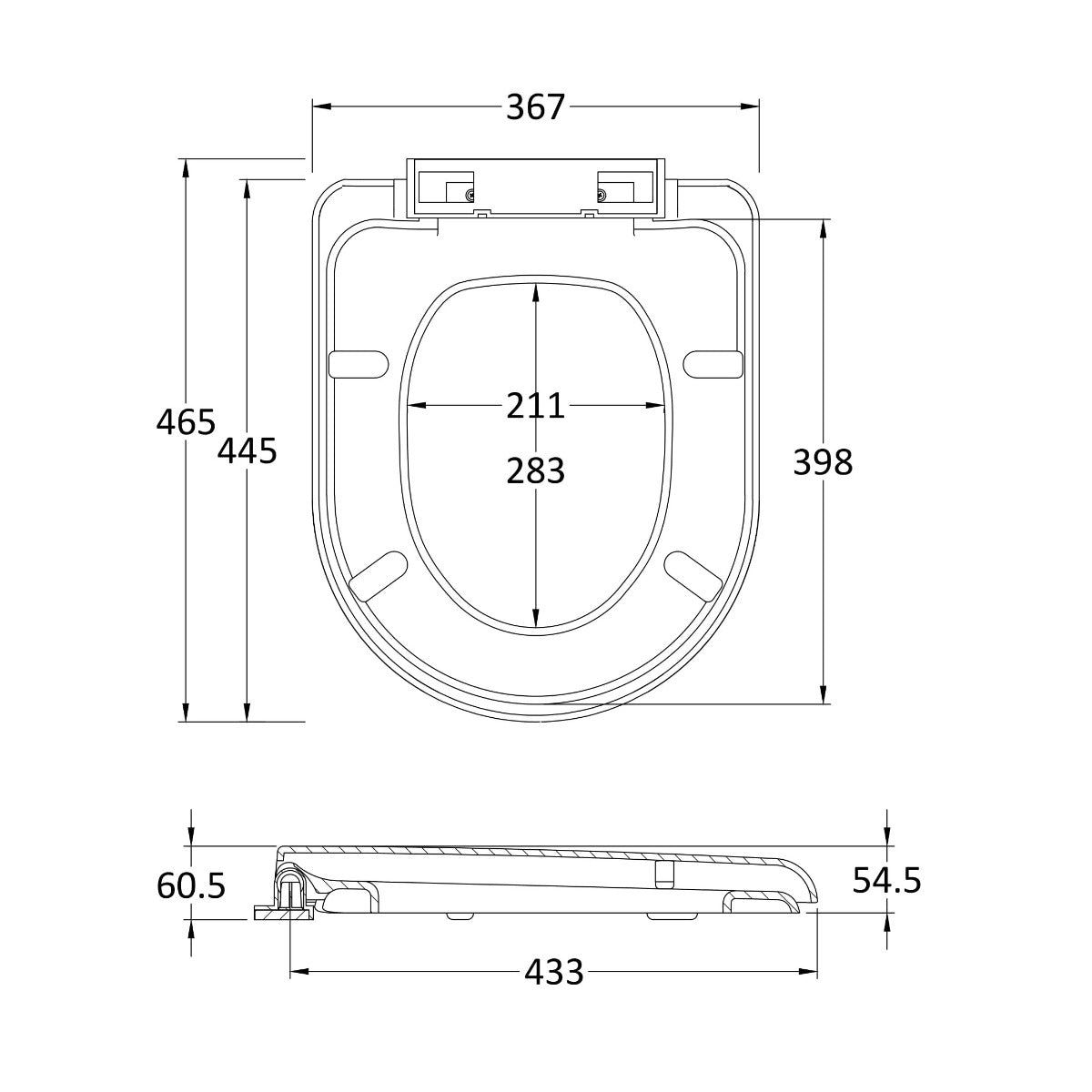 Fairford Standard D Shape Soft Close Toilet Seat