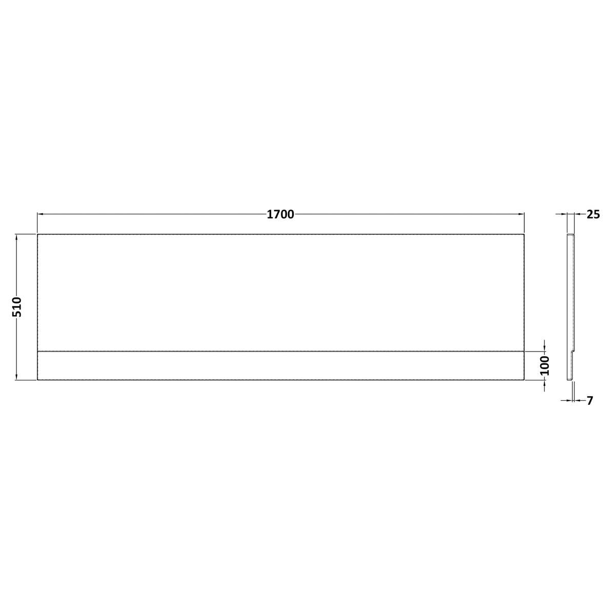 Fairford Acrylic Straight Side Panel, 1700mm