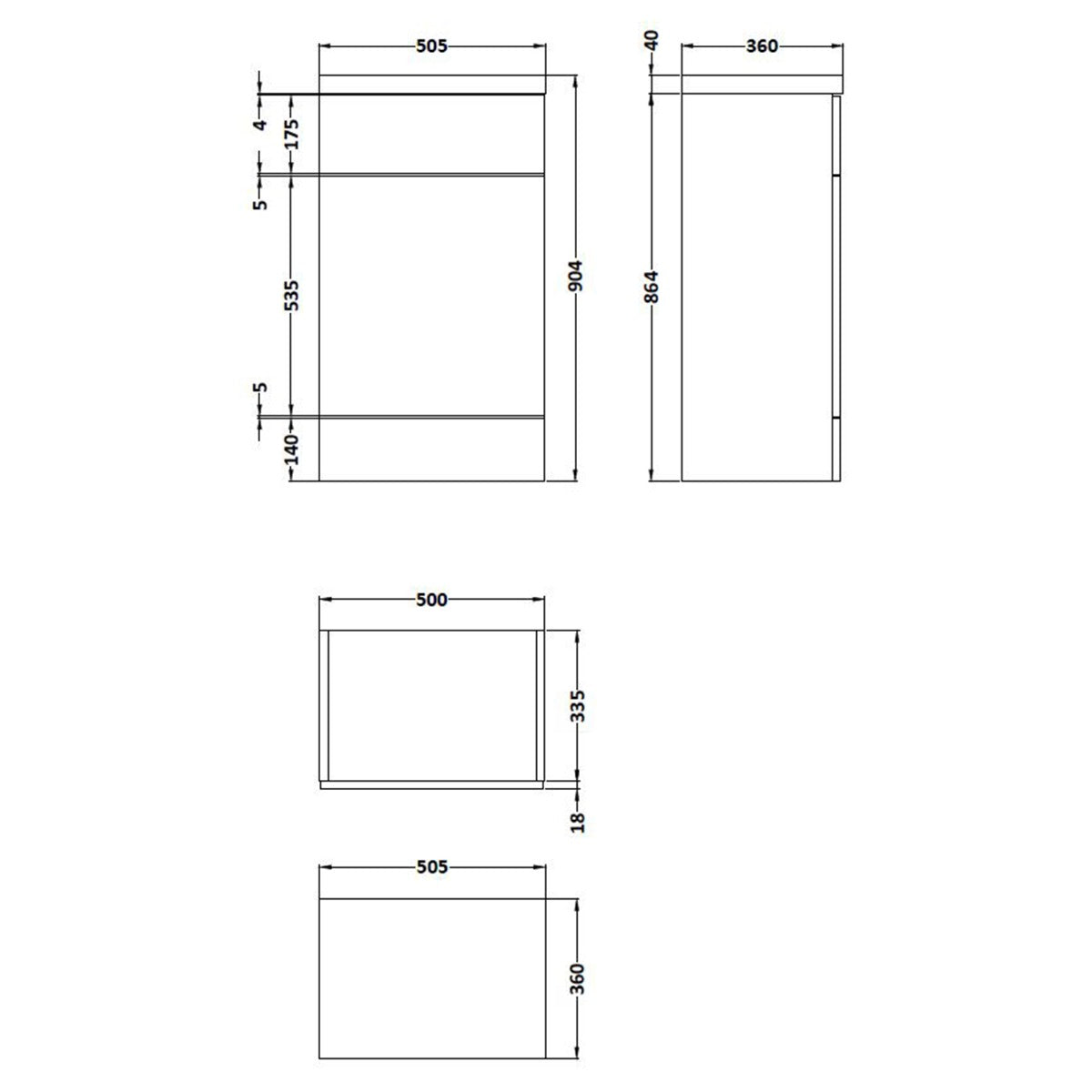 Fairford Union 500mm Full Depth Gloss White WC Unit with Top