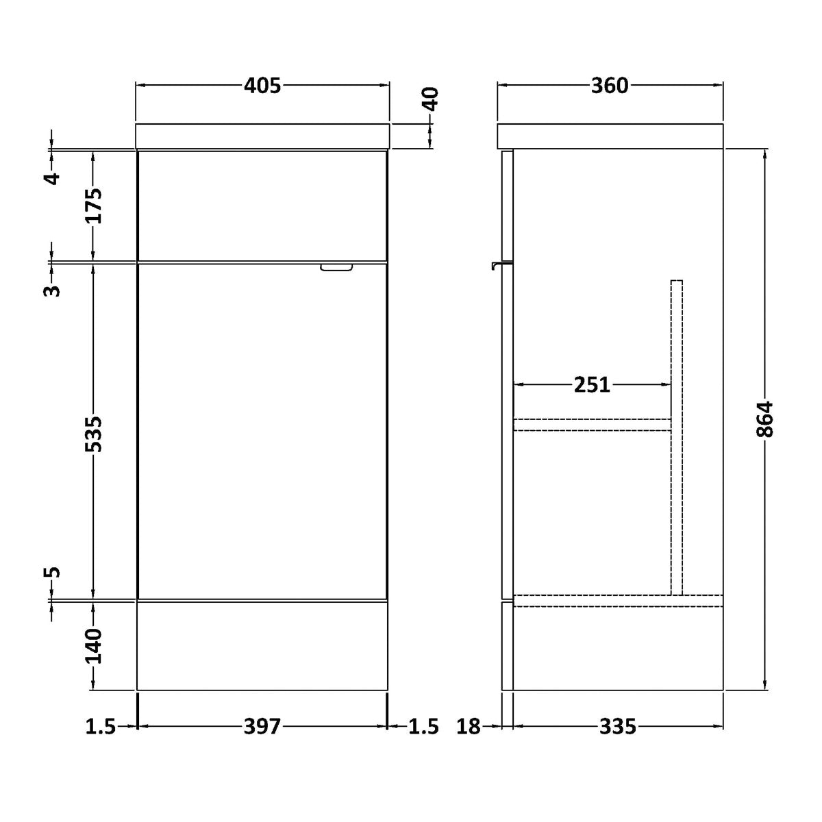 Fairford Union 400mm Full Depth Gloss Grey Vanity Unit