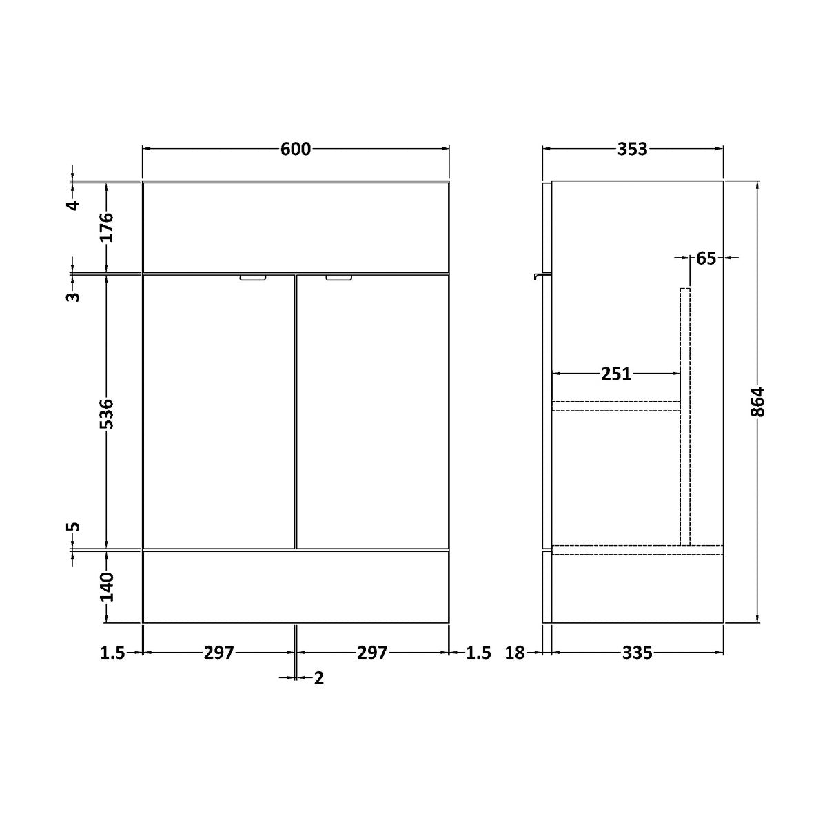Fairford Union 600mm Full Depth Drift Wood Vanity Unit