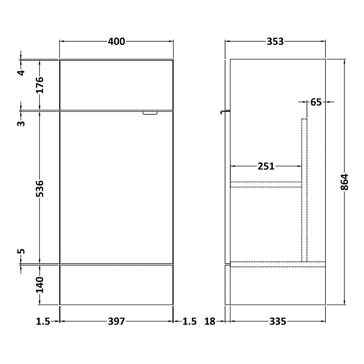 Fairford Union 400mm Full Depth White Vanity Unit