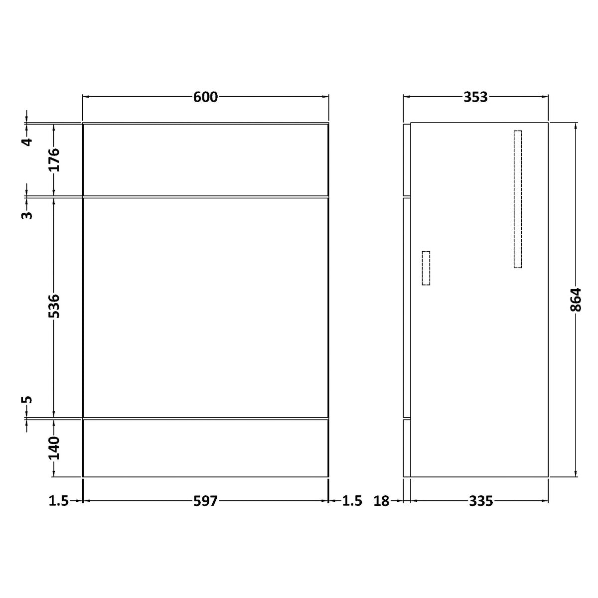 Fairford Union 600mm Full Depth Grey WC Unit