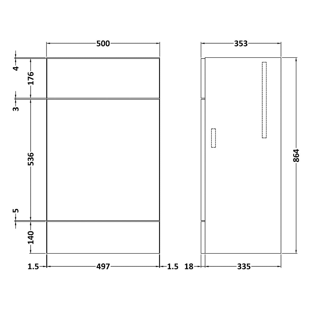 Fairford Union 500mm Full Depth Black WC Unit