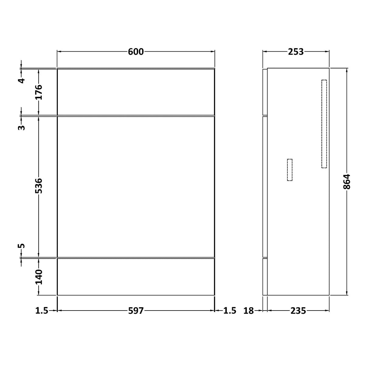 Fairford Union 600mm Slimline Grey WC Unit