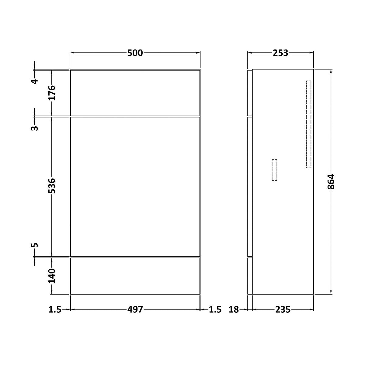 Fairford Union 500mm Slimline White WC Unit