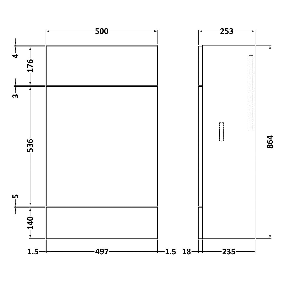 Fairford Union 500mm Slimline Grey WC Unit