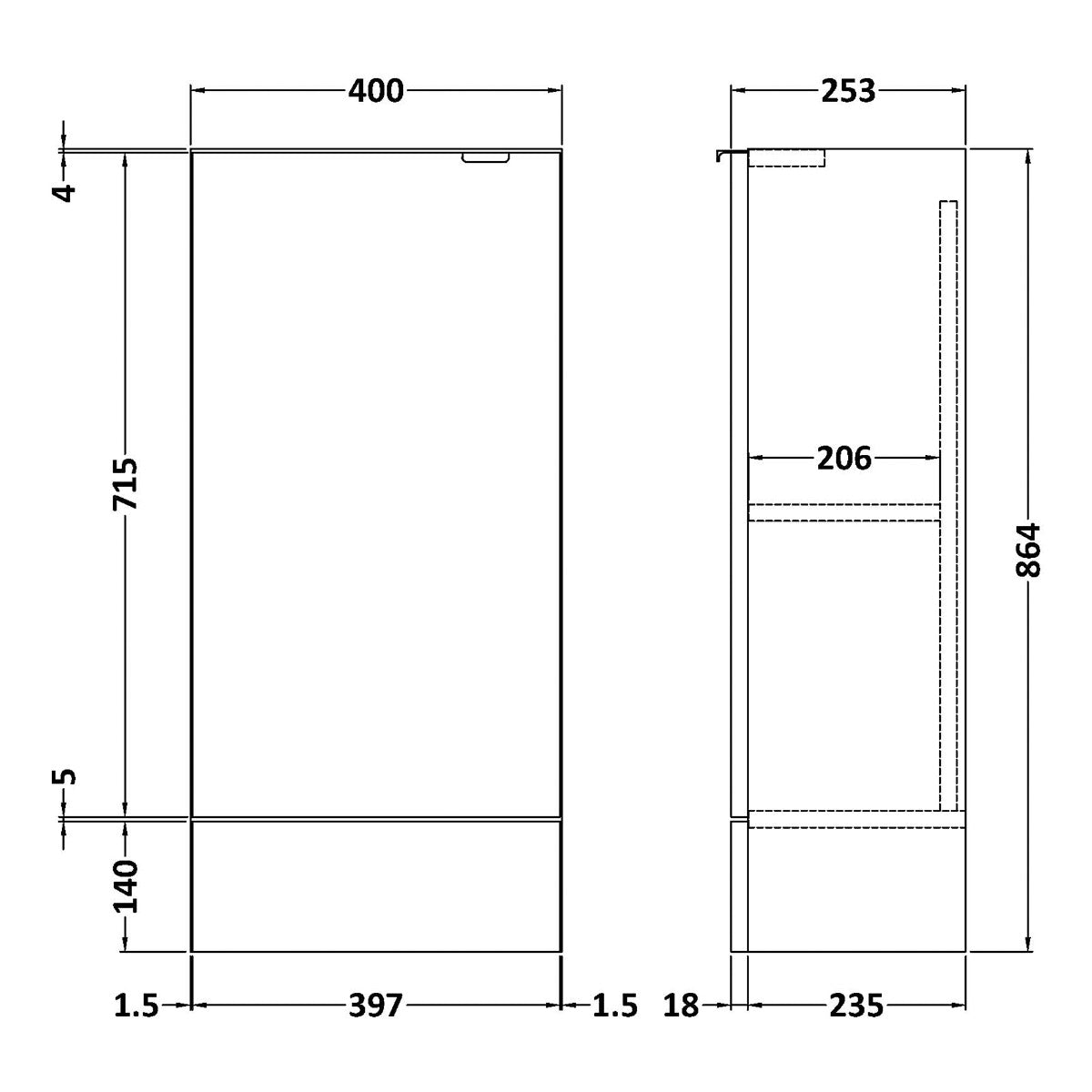 Fairford Union 400mm Slimline Grey Base Unit