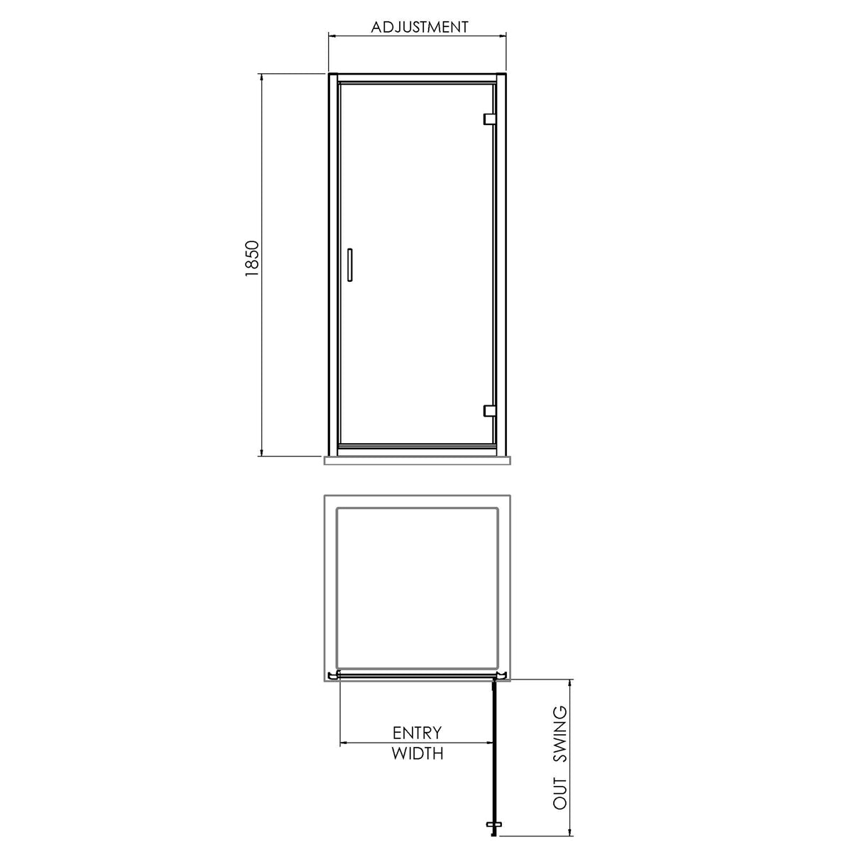 Fairford 6mm 700mm Brushed Brass Hinged Shower Door