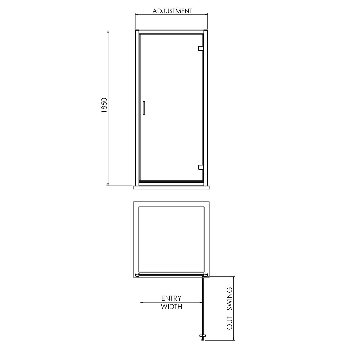 Fairford 6mm 760mm Brushed Brass Hinged Shower Door