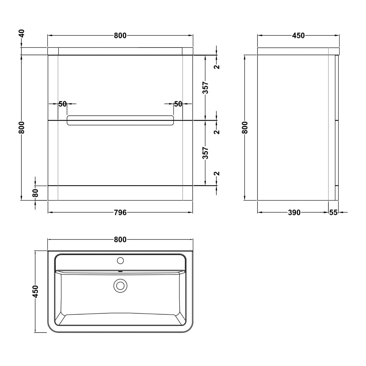 Fairford Rox 800mm Satin Grey Floorstanding Vanity Unit