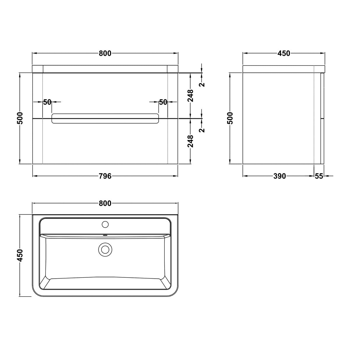 Fairford Rox 800mm Satin Blue Wall Hung Vanity Unit