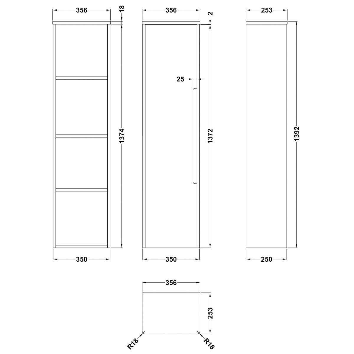 Fairford Rox 350mm Satin Blue Tall Cupboard