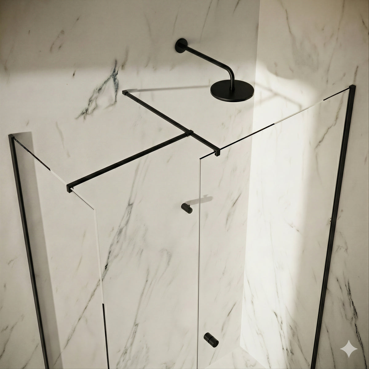 Fairford Matt Black T Bracket (to connect 2 Bars) for 10mm Glass