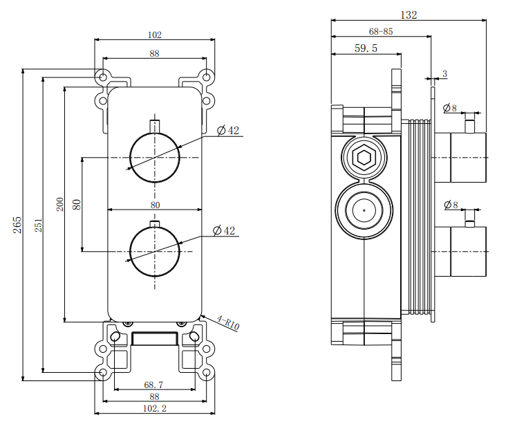 Fairford Element 7 Gunmetal Twin Shower Valve, 1 Outlet