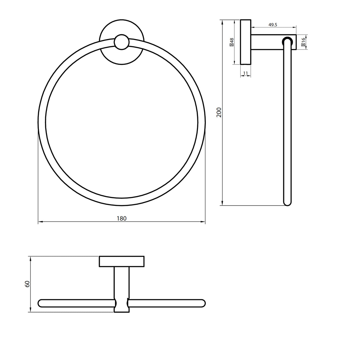 Fairford Element 5 Chrome Towel Ring