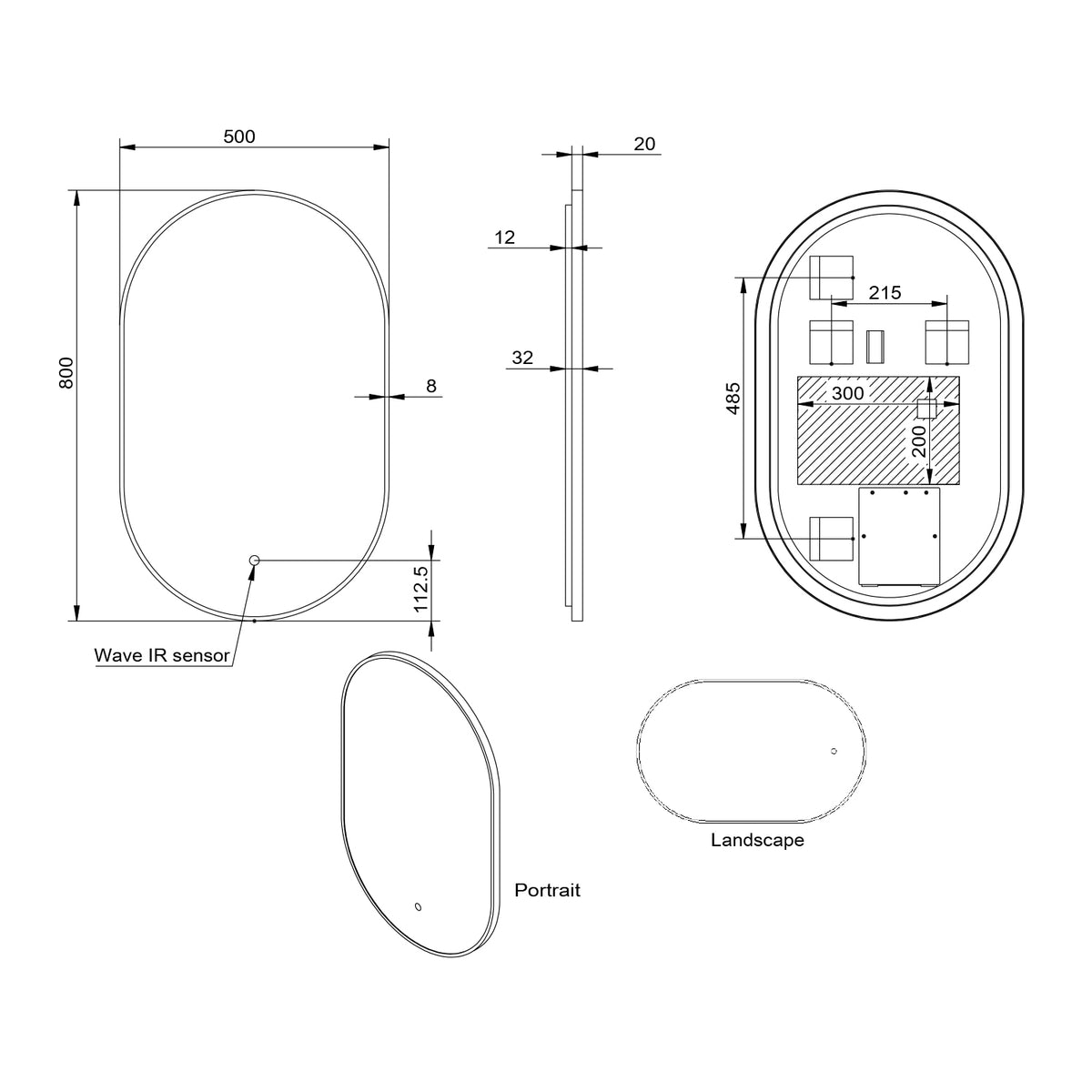 Fairford Aubrey Gunmetal 500 x 800mm Mirror