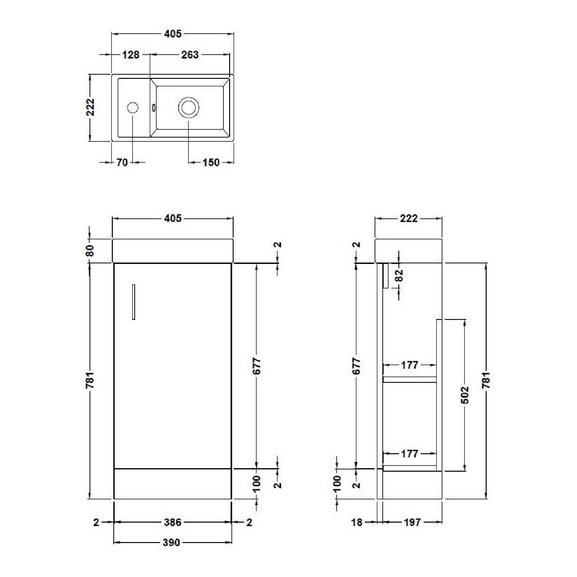 Fairford Minimalist Soft Black 400mm Floorstanding Vanity Unit