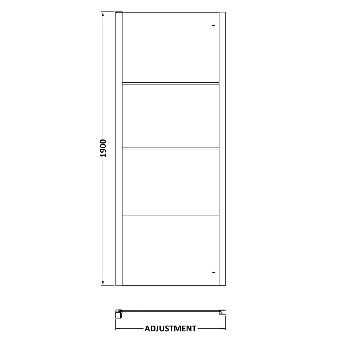 Fairford 8mm Matt Black Lined, 800mm Side Panel