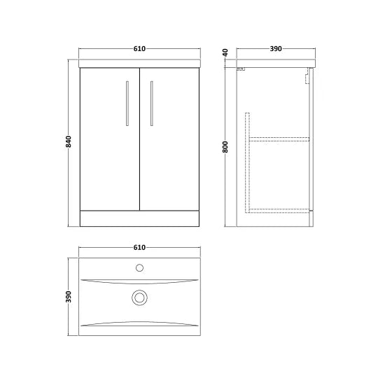 Fairford Aspri 600mm Midnight Blue 2-Door Floorstanding Vanity Unit
