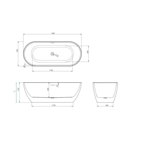 Fairford Earlwood 1650 x 750mm Freestanding Bath