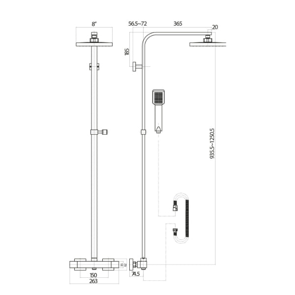 Fairford Amina Matt Black Exposed Shower Kit