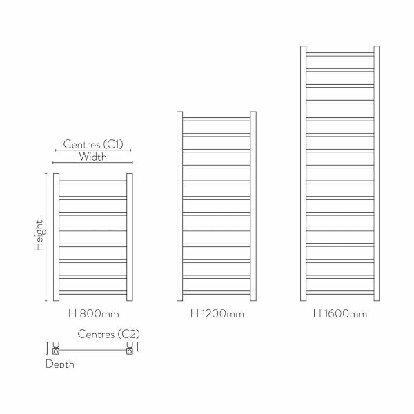 Fairford Carlo Towel Radiator - 1150mm X 500mm - White