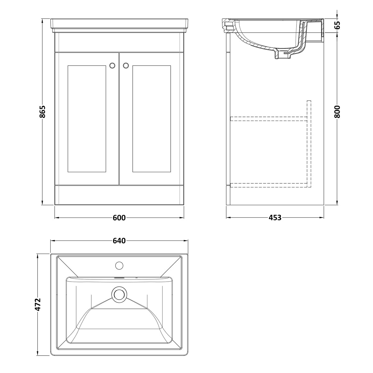 Fairford Laurel 600mm Floor Standing Satin Grey Vanity Unit - 1 Tap Hole