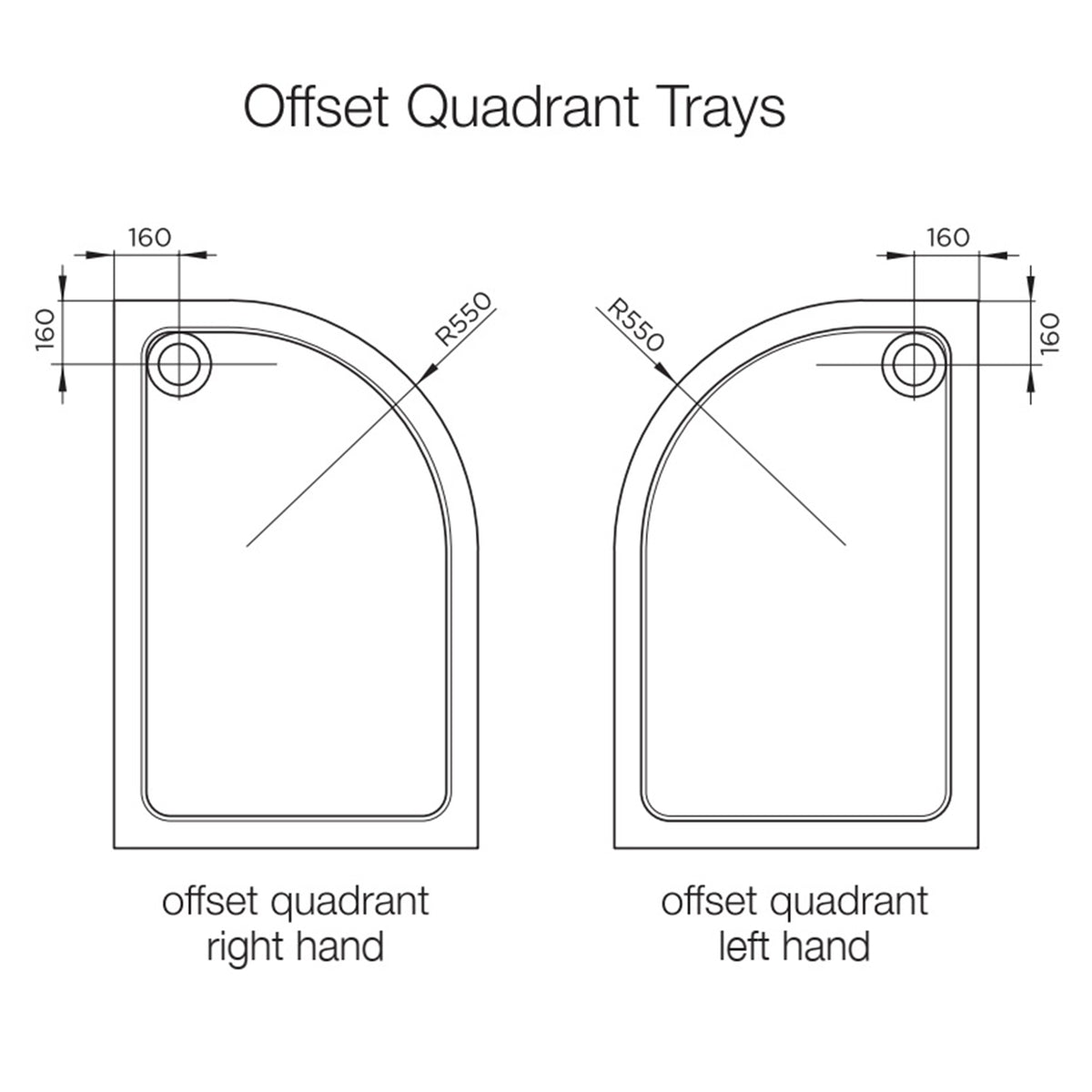 Fairford 1200mm x 800mm Offset Quad, RH Shower Tray, Corner Waste