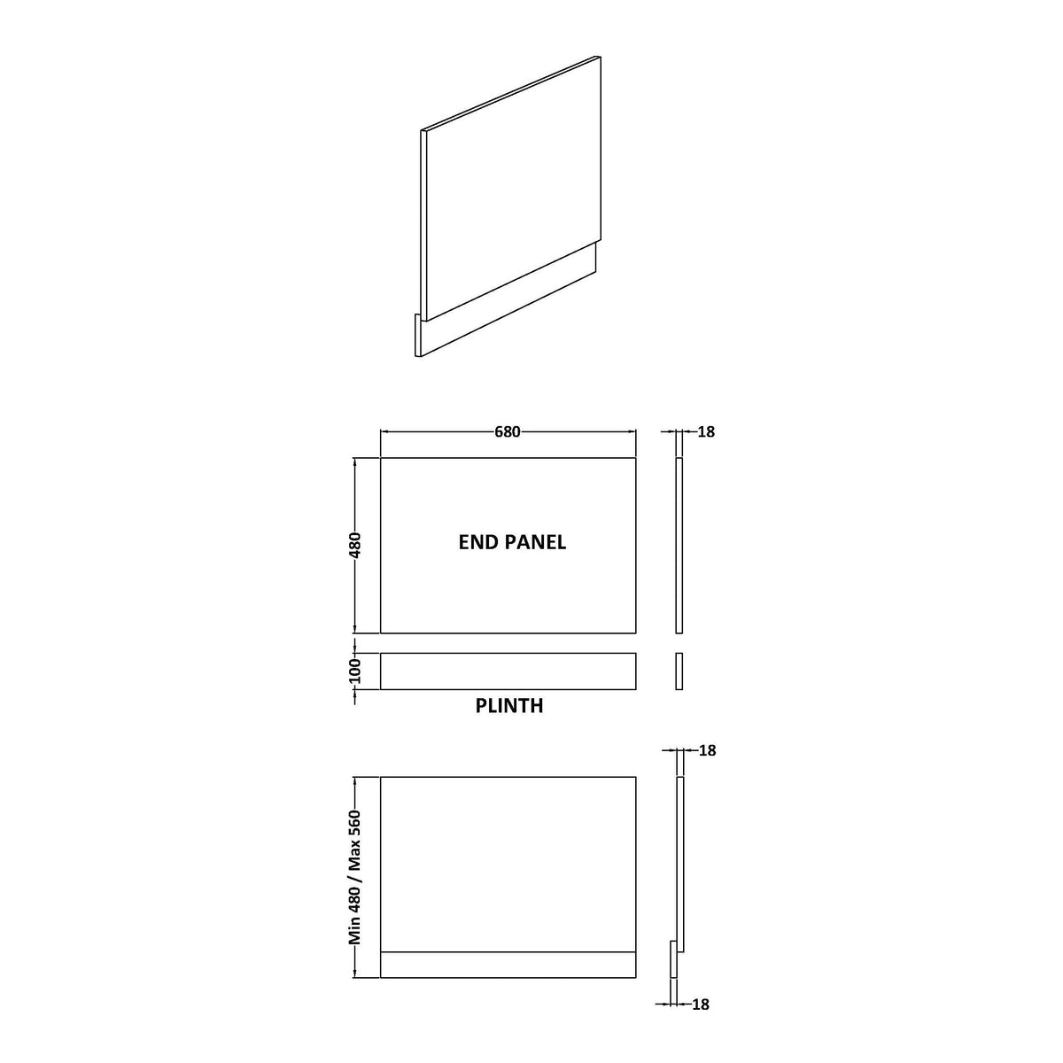 Fairford Satin Anthracite 700mm Bath End Panel with Plinth
