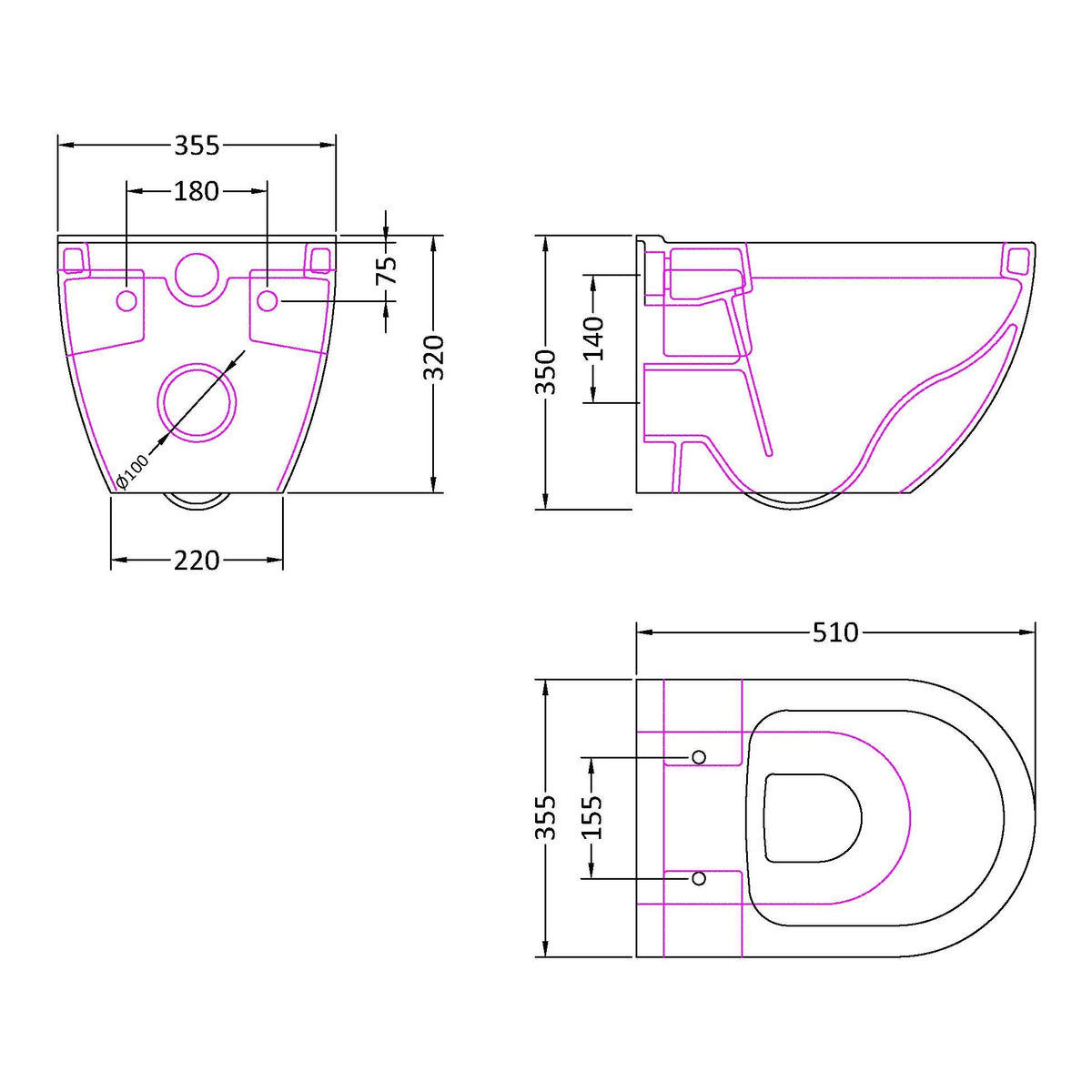 Fairford Turin Wall Hung Toilet