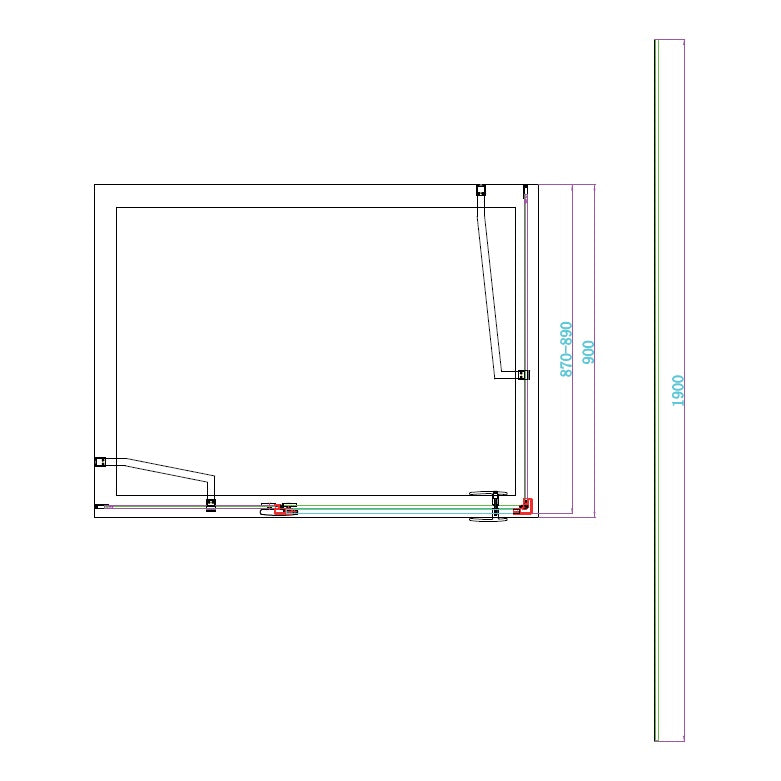 Fairford 8mm Frameless 900mm Matt Black Side Panel - For Hinged Door