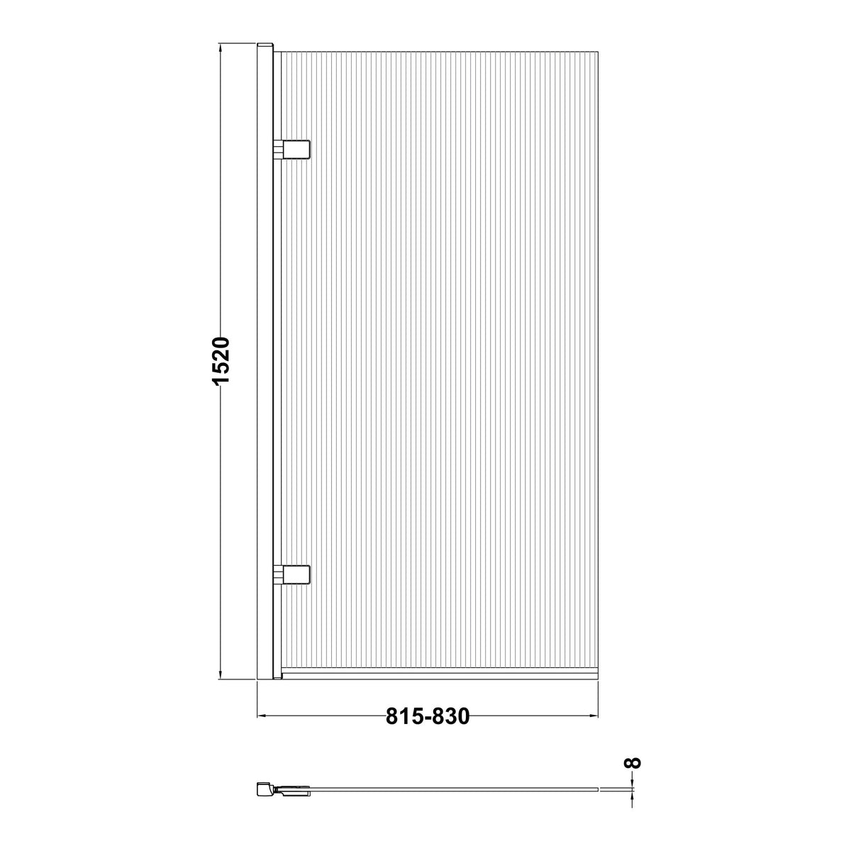 Fairford 8mm Fluted Square Hinged Bath Screen