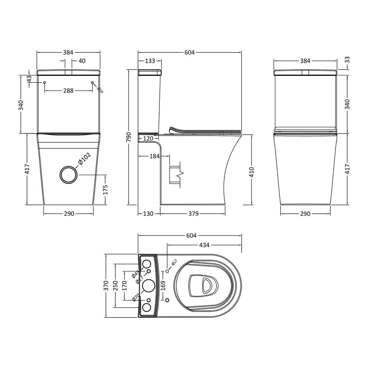 Fairford Sierra Closed Back Close Coupled Toilet with Soft Close Seat