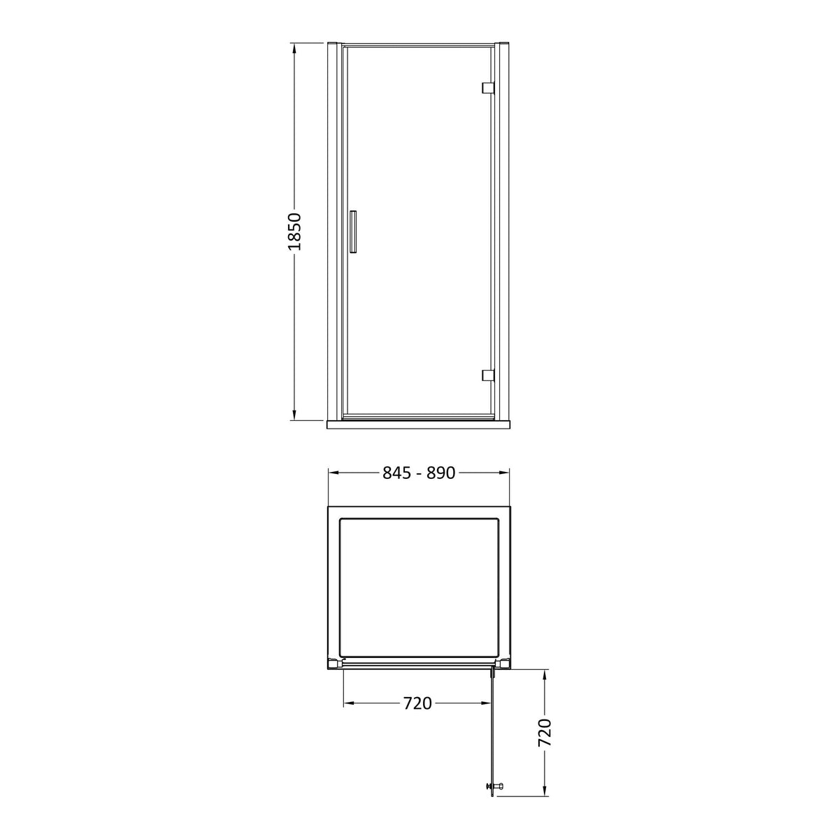 Fairford 6mm, 900mm Hinged Shower Door