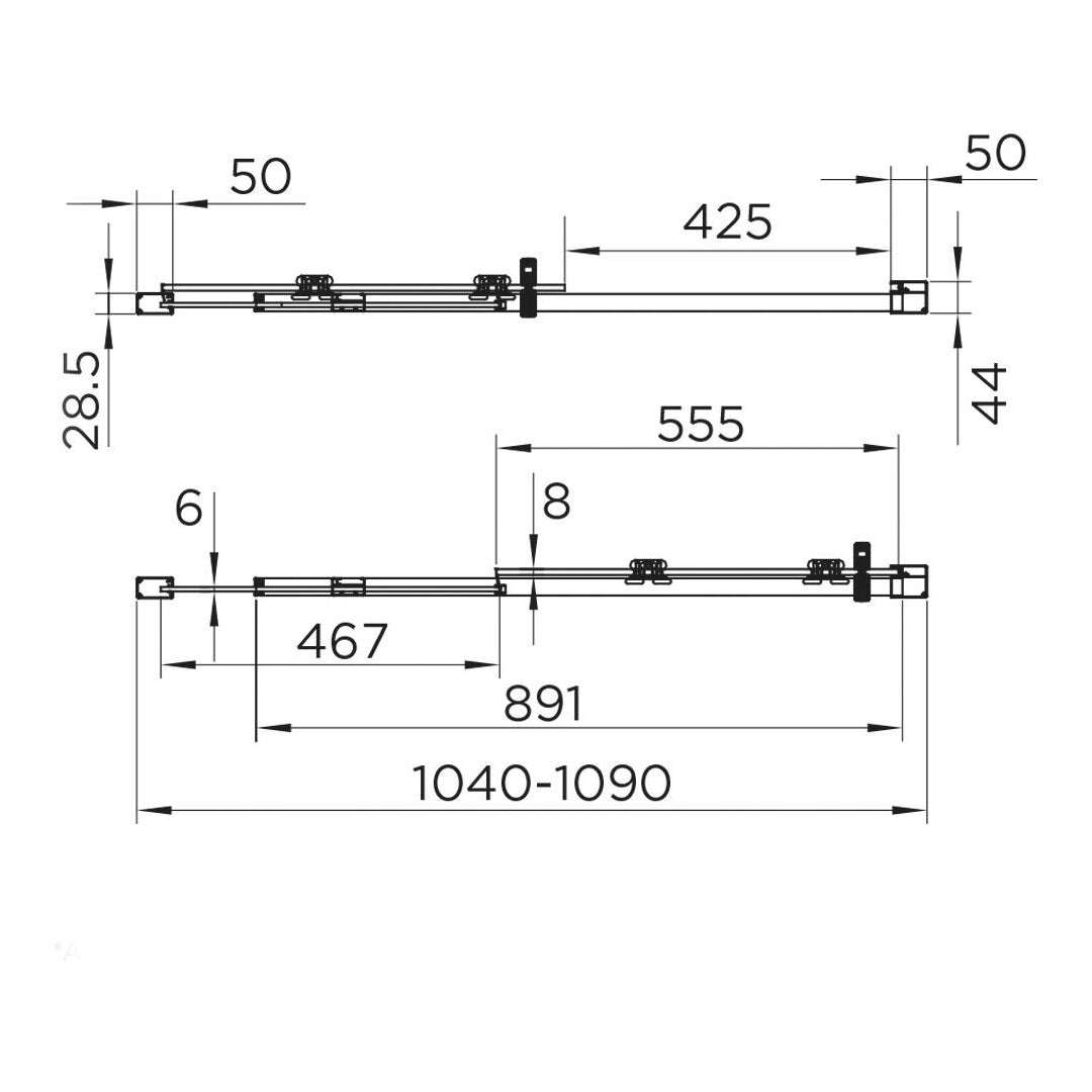 Fairford 8mm Frameless 1100mm Matt Black Sliding Shower Door