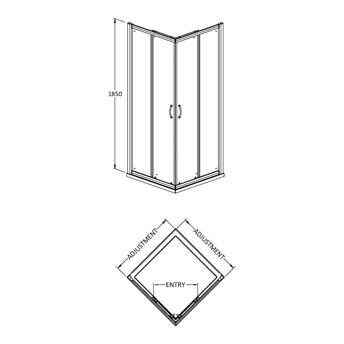 Fairford 6mm 800 x 800mm Corner Entry Shower Enclosure