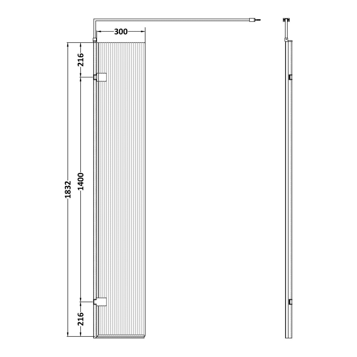 Fairford 8mm Brushed Brass Fluted Hinged Return Panel