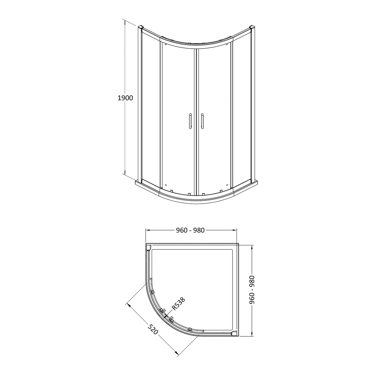 Quadrant enclosure dimension drawing