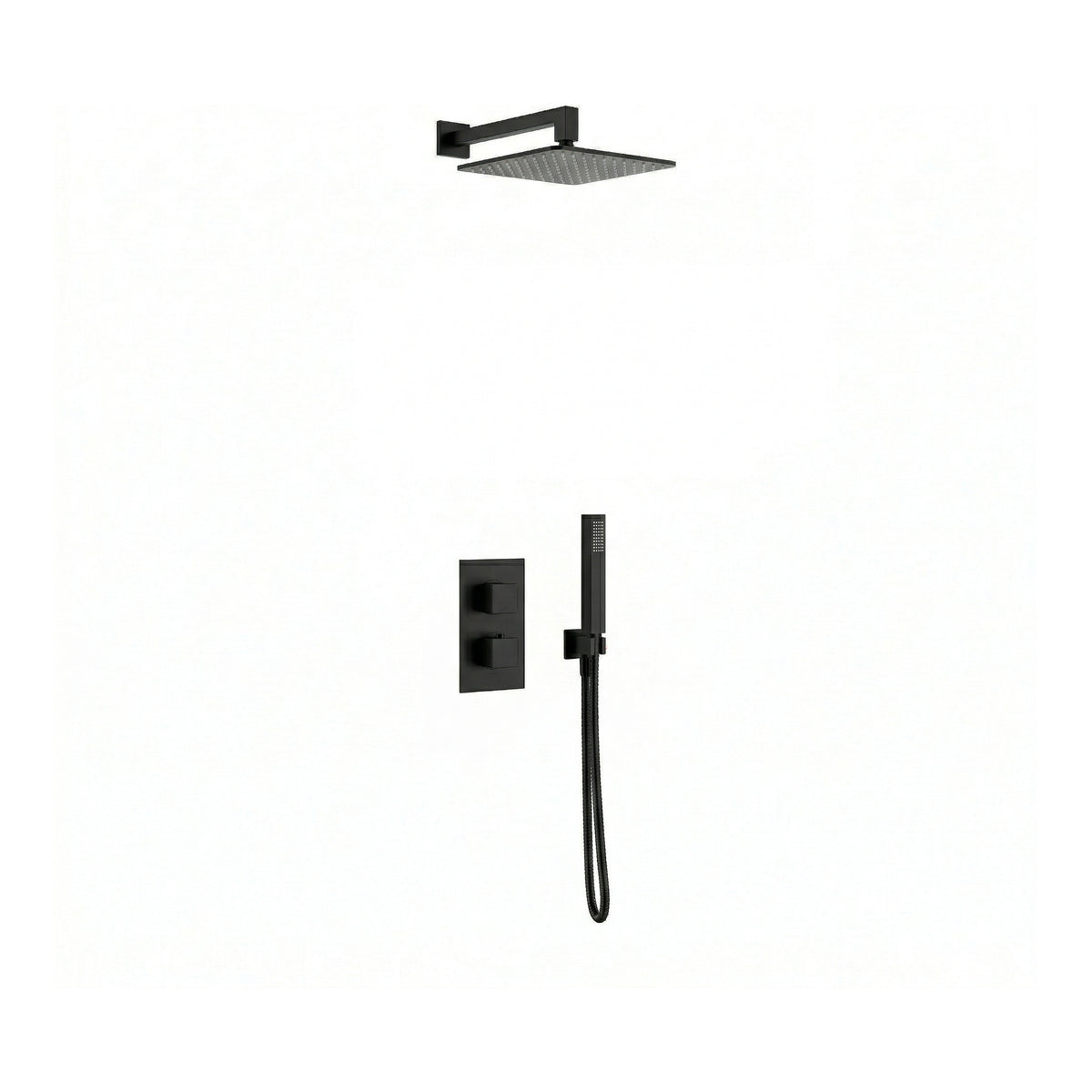 Fairford Una Matt Black Concealed Shower Kit with Overhead and Handset