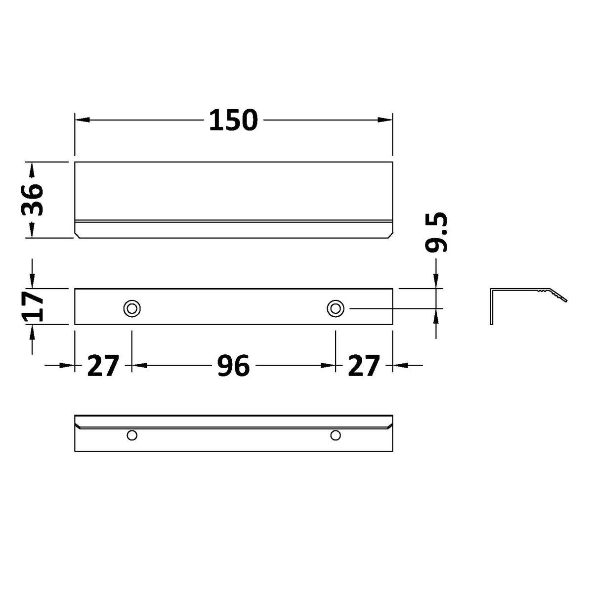 Fairford Chrome 150mm Finger Pull Handle