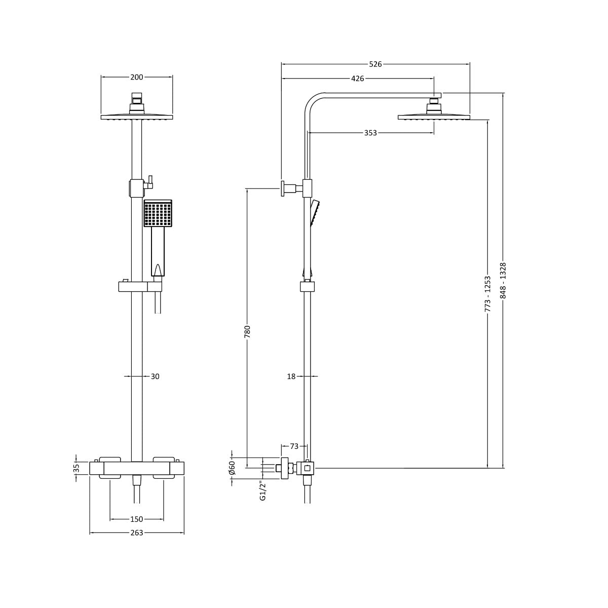 Fairford Una Grace Brushed Brass 2 Outlet Exposed Shower Kit